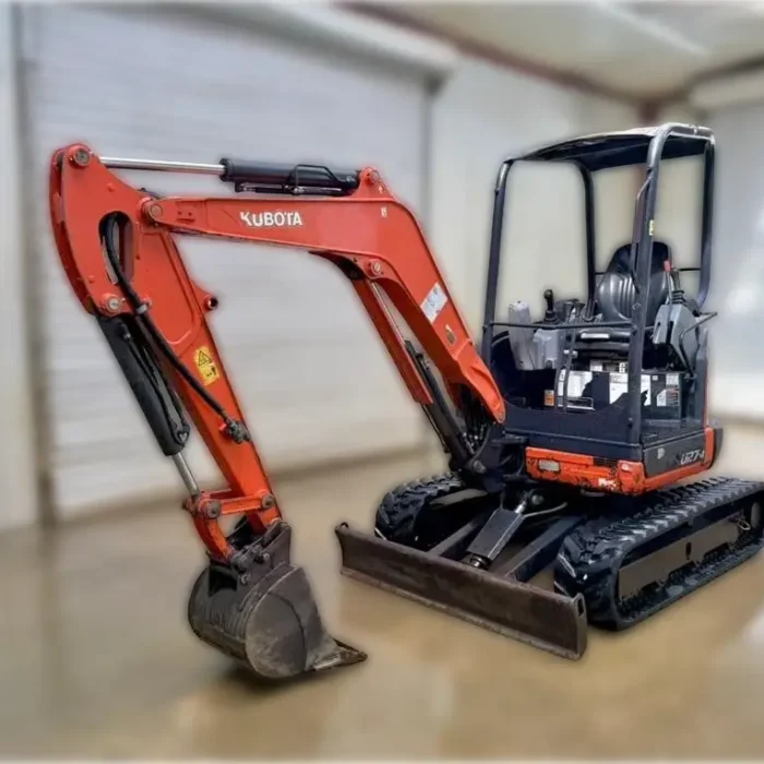 2020 Kubota U27-4 mini excavator with zero tail swing, Kubota original direct injection engine, and spacious cab for professional excavation in confined urban areas.