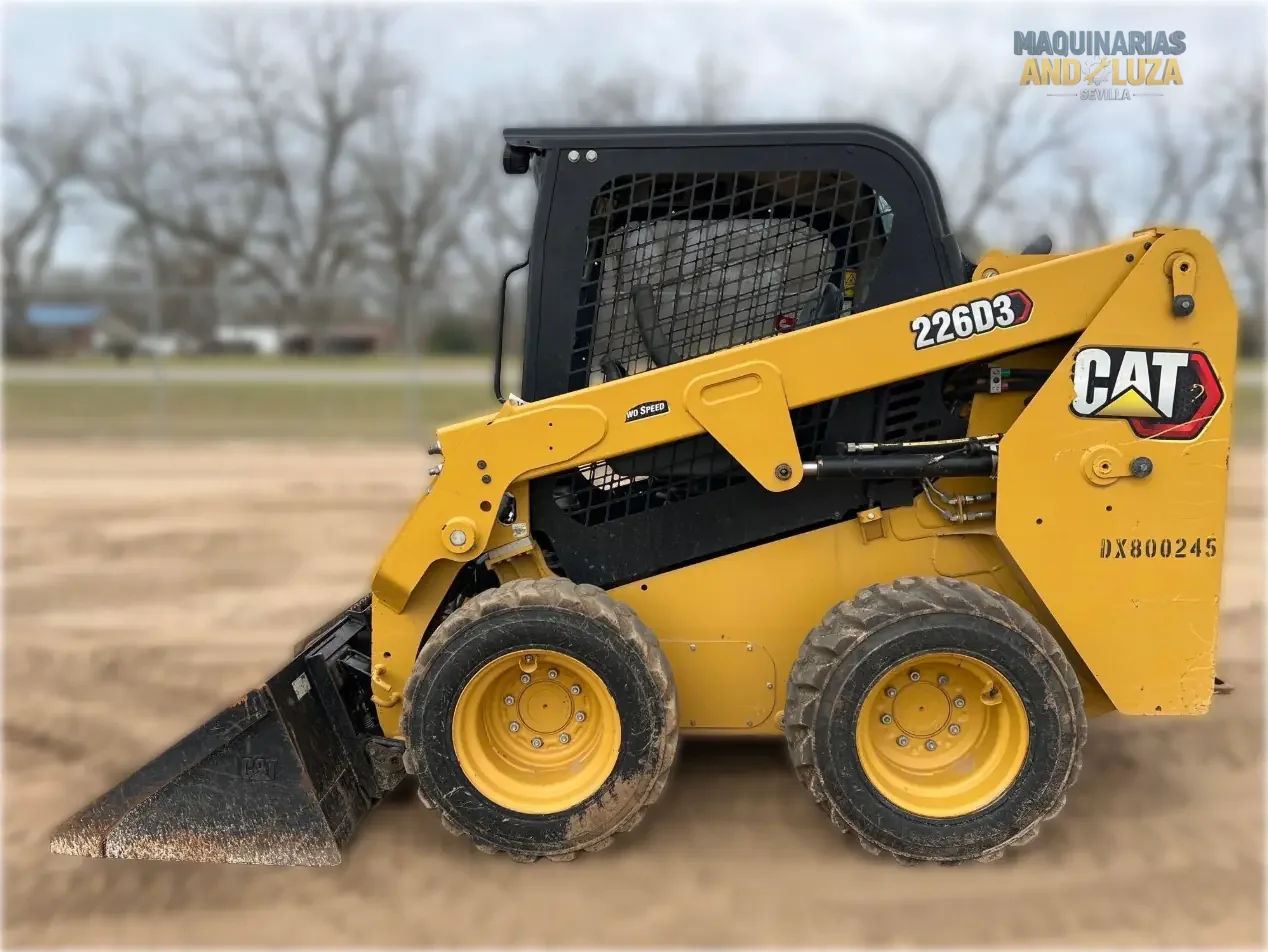 2021 Caterpillar 226D3 skid steer loader with radial lift design, redesigned cab for comfort, and Smart technology for high-performance grading and loading.