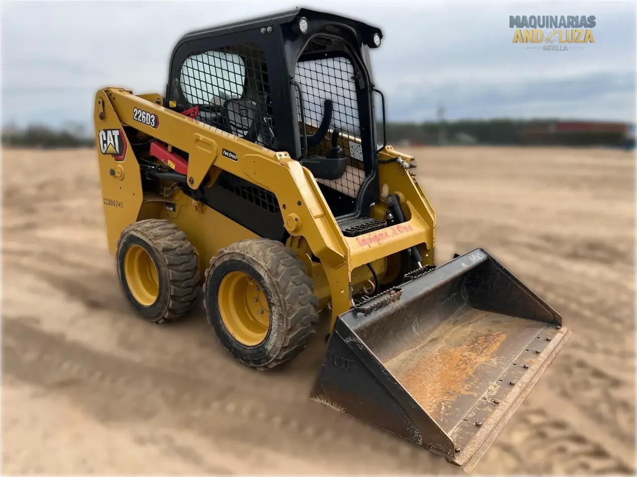 2021 Caterpillar 226D3 skid steer loader with radial lift design, redesigned cab for comfort, and Smart technology for high-performance grading and loading.