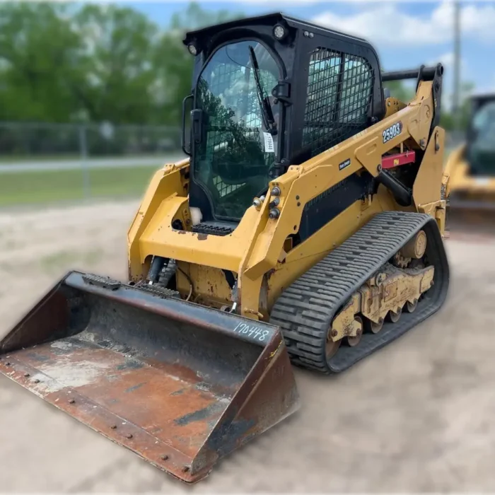 2021 Caterpillar 259D3 compact track loader with vertical lift design, torsion axle suspension, and Smart technology for superior traction and stability on soft terrain.
